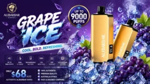 grape ice alibarbar disposable vape review showing 22ml capacity 13 day testing timeline and grape flavor consistency results