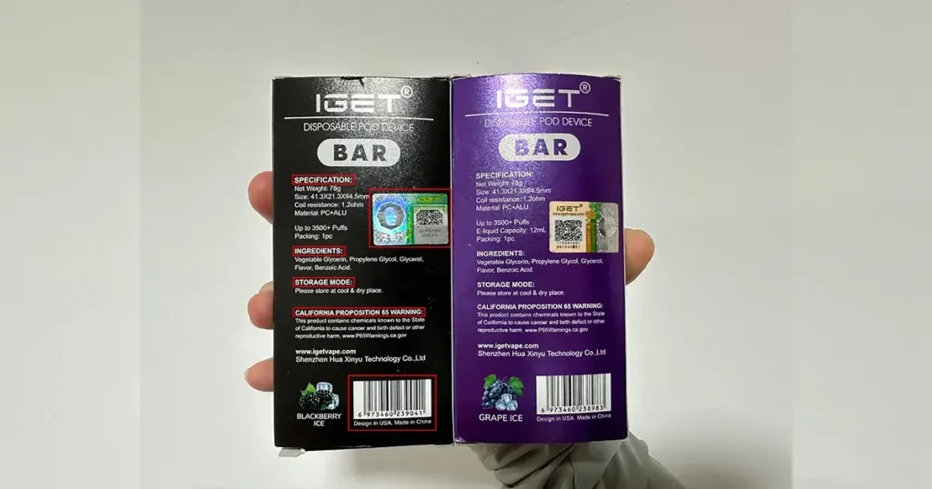 IGET Bar Pro Grapefruit Guava Lemon Ice QR code verification process for authenticating genuine units and preventing counterfeits