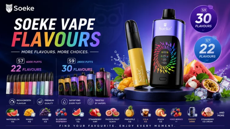soeke vape review showing unboxing of s7 6000 puffs and s9 28000 puffs models with battery life and flavor testing results